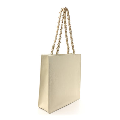 Chanel Shiny Aged Calfskin North South Shopping Bag White 3 of 12