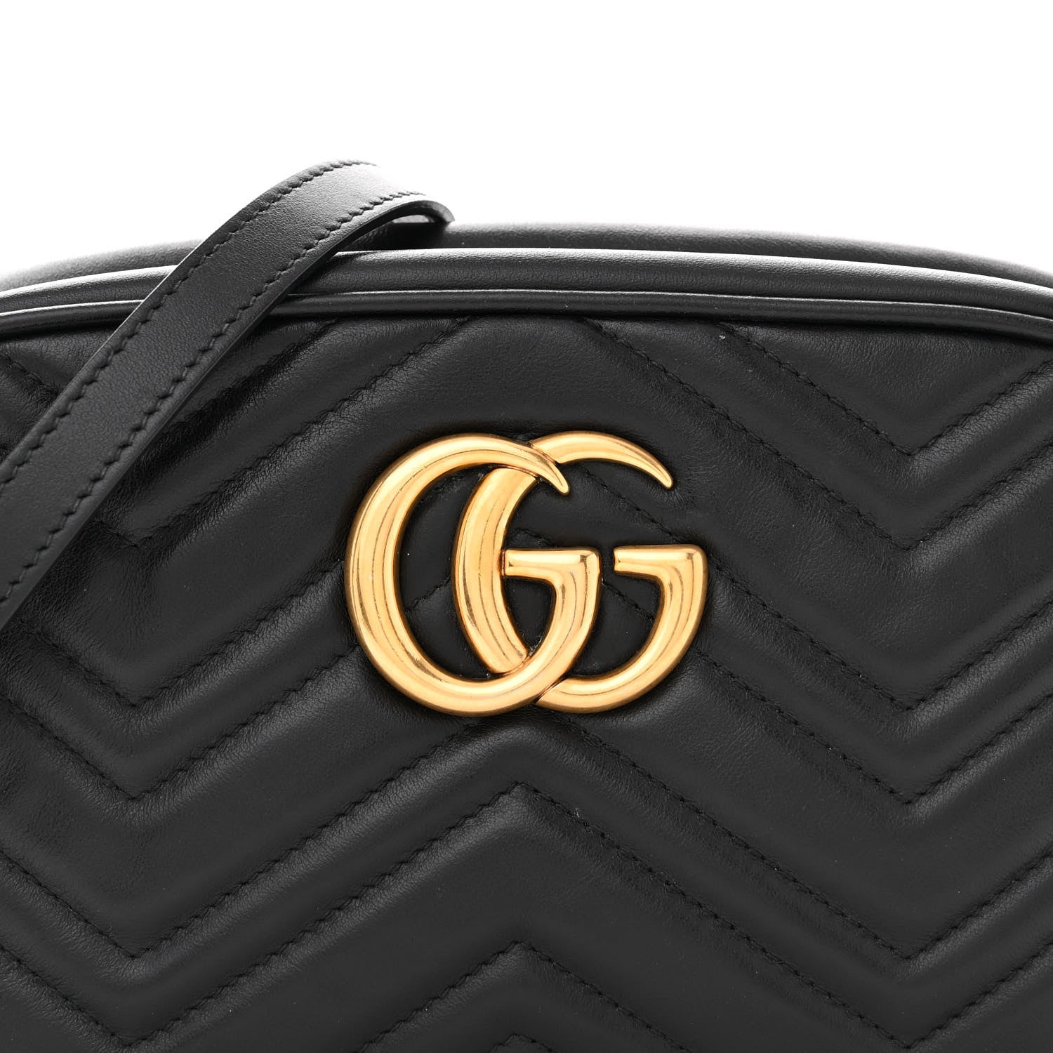 Gucci Calfskin Matelasse Small GG Marmont Chain Shoulder Bag Black 9 of 12