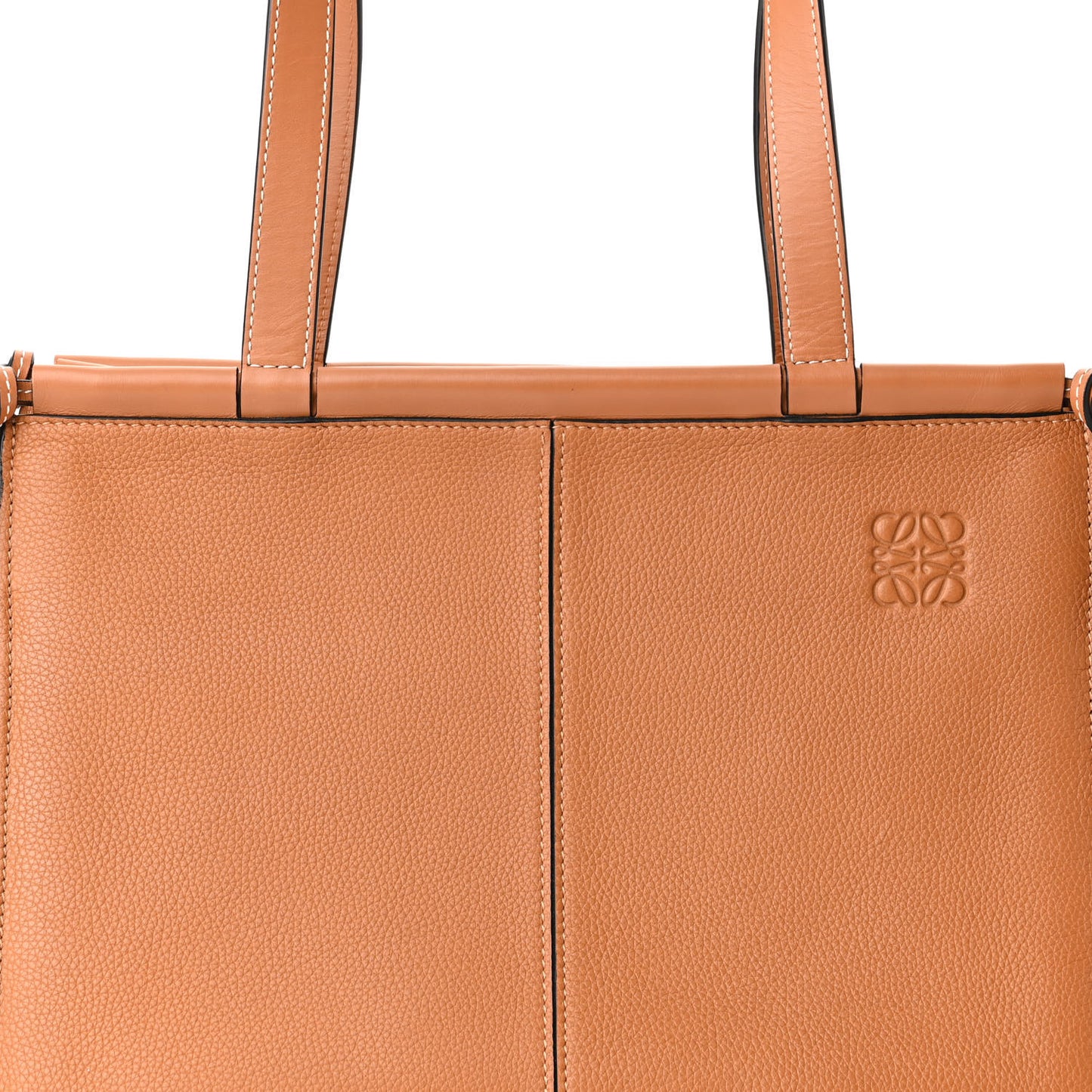 Grained Calfskin Small Cushion Tote Tan