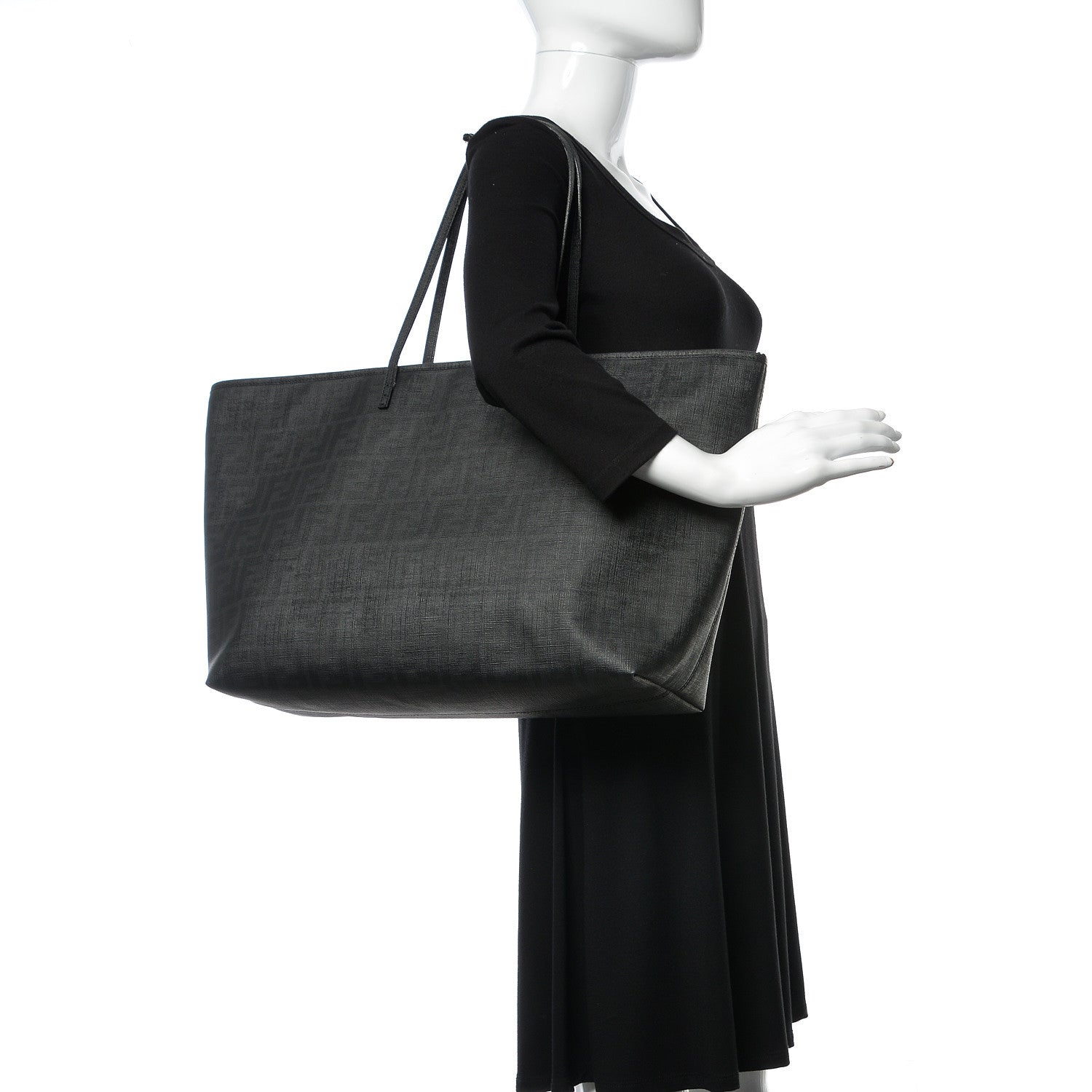 Fendi Zucca Spalmati Large Roll Tote Black 2 of 9