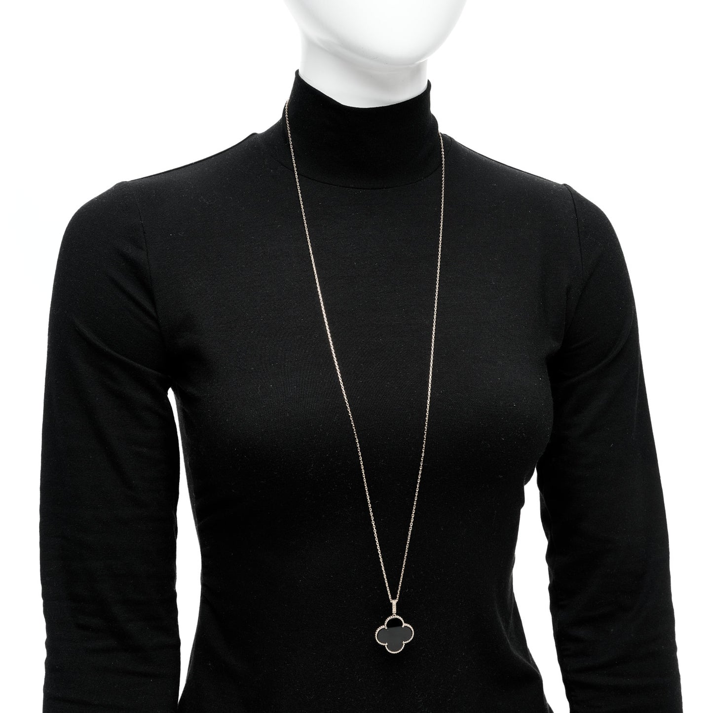 18K Yellow Gold Black Onyx Magic Alhambra Pendant Necklace