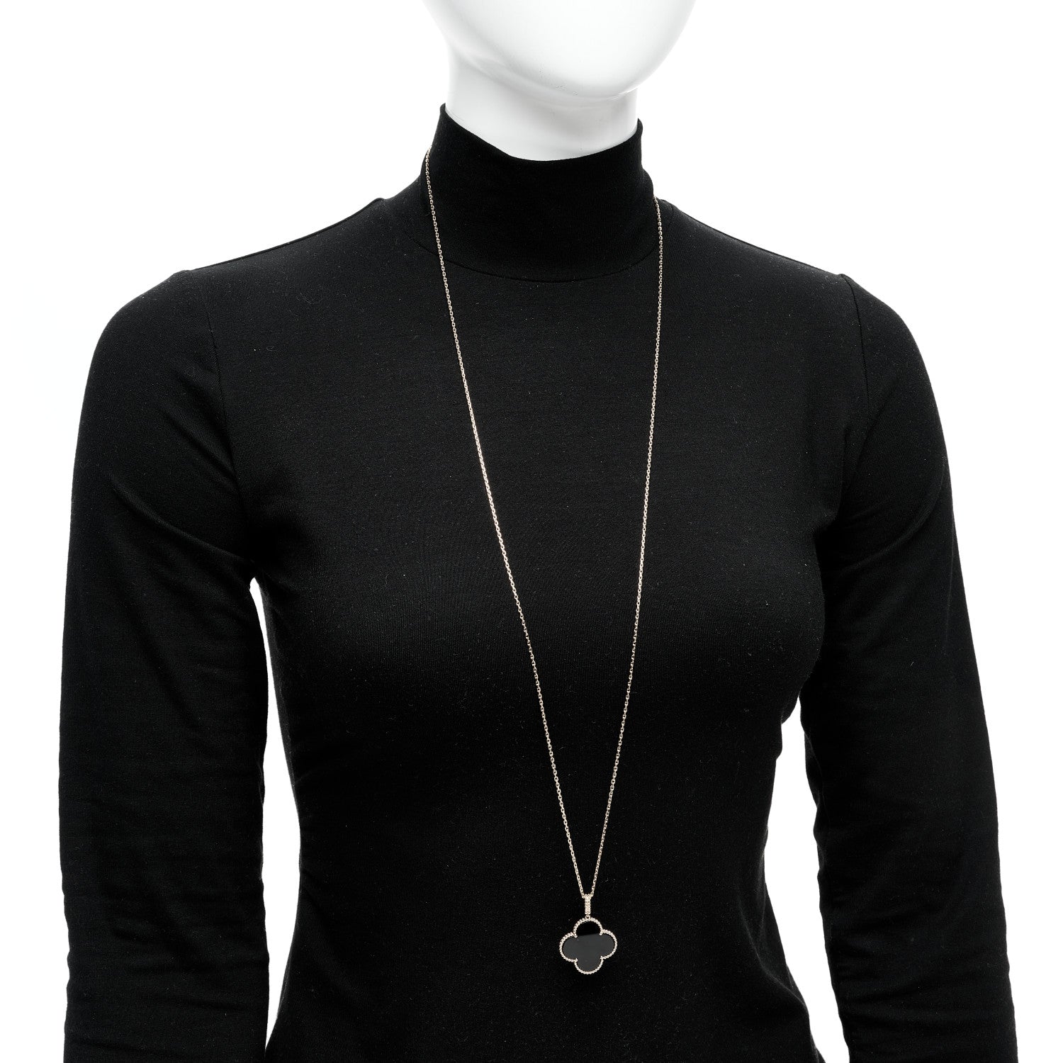 Van Cleef & Arpels 18K Yellow Gold Black Onyx Magic Alhambra Pendant Necklace 2 of 4