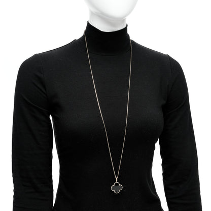 Van Cleef & Arpels 18K Yellow Gold Black Onyx Magic Alhambra Pendant Necklace 2 of 4