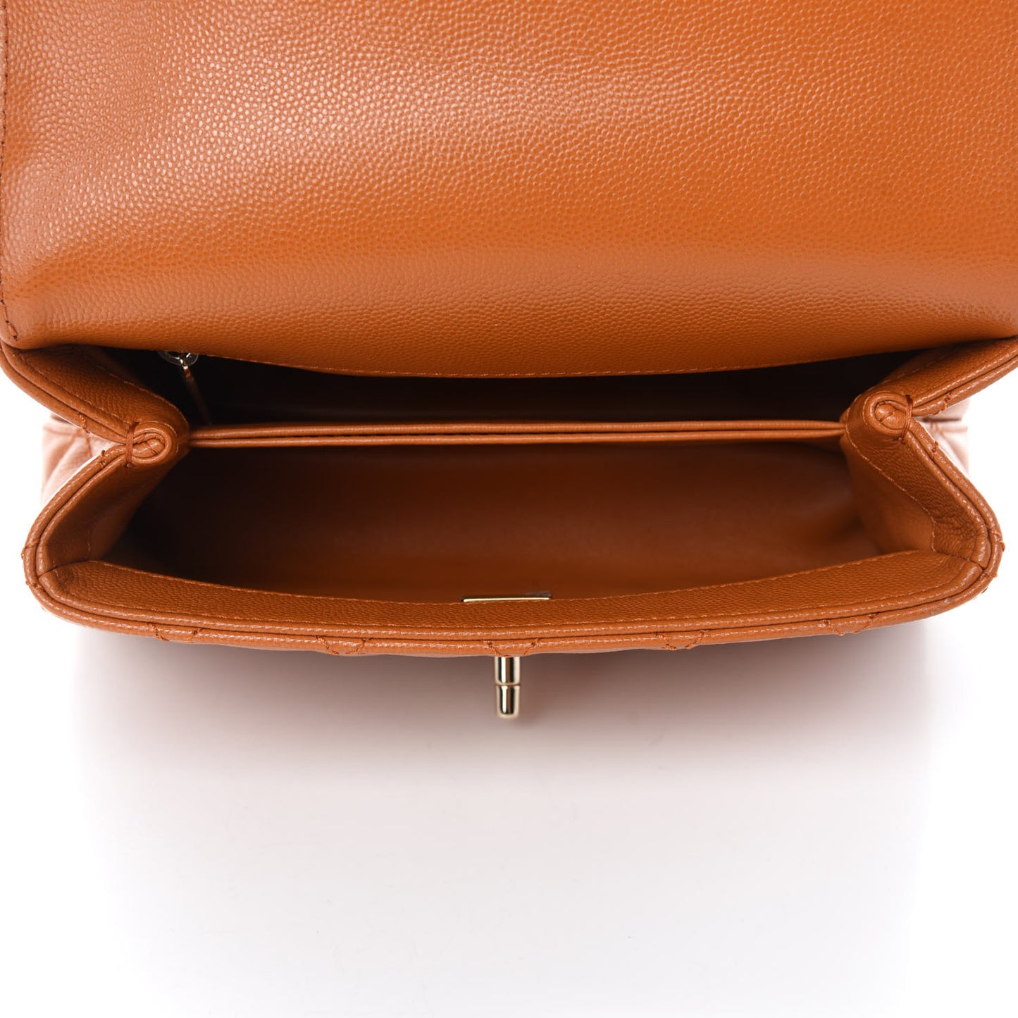 Caviar Quilted Mini Coco Handle Flap Light Brown