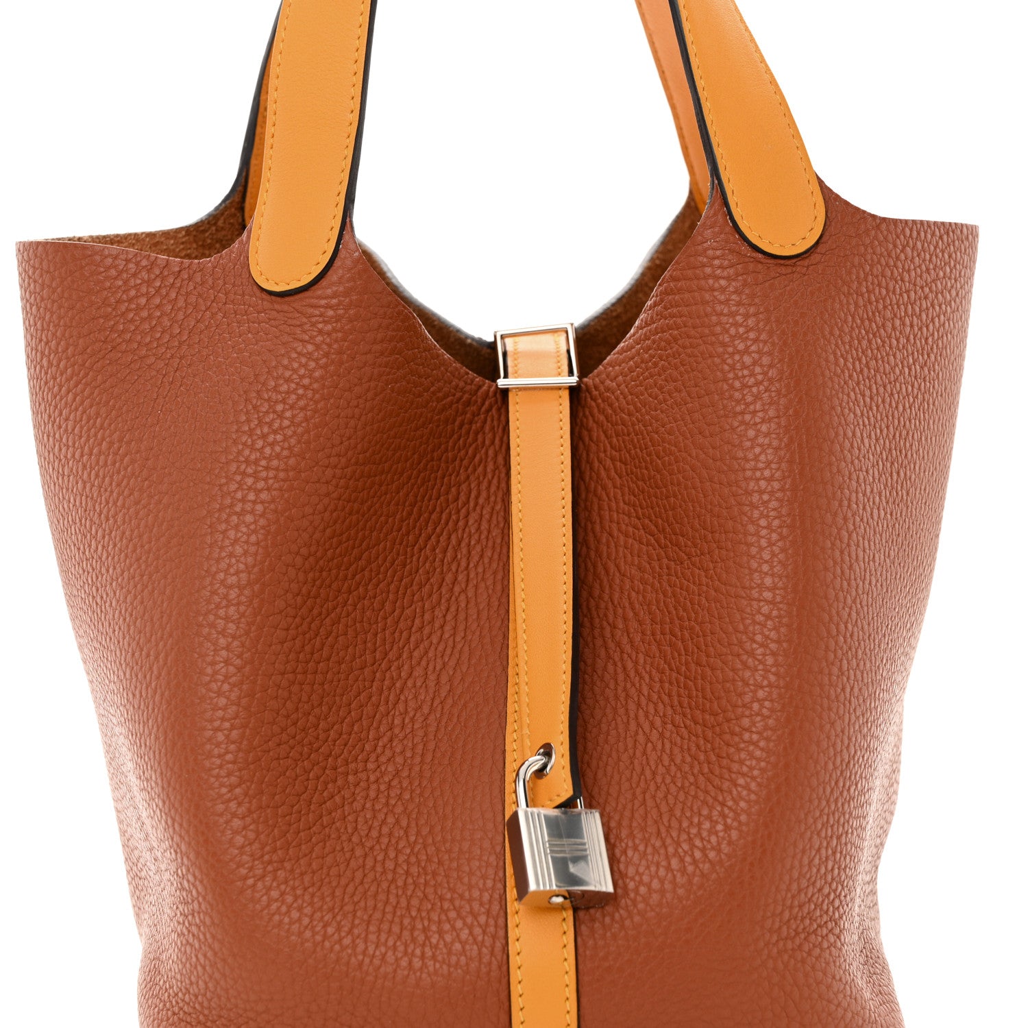 Hermes Taurillon Clemence Swift Eclat Picotin Lock 22 MM Cuivre Jaune D'or 8 of 13