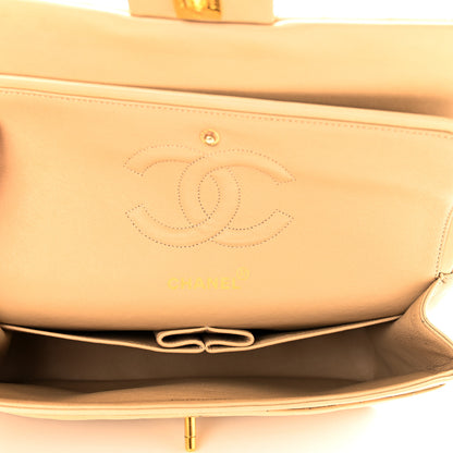 Chanel Lambskin Chevron Quilted Medium Double Flap Beige 5 of 11