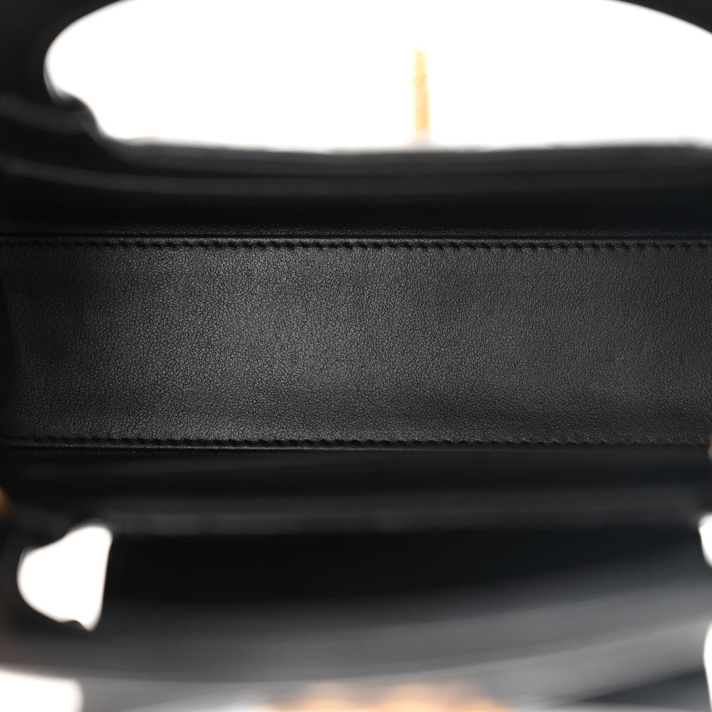 Shiny Aged Calfskin Quilted Nano Kelly Shopper Black