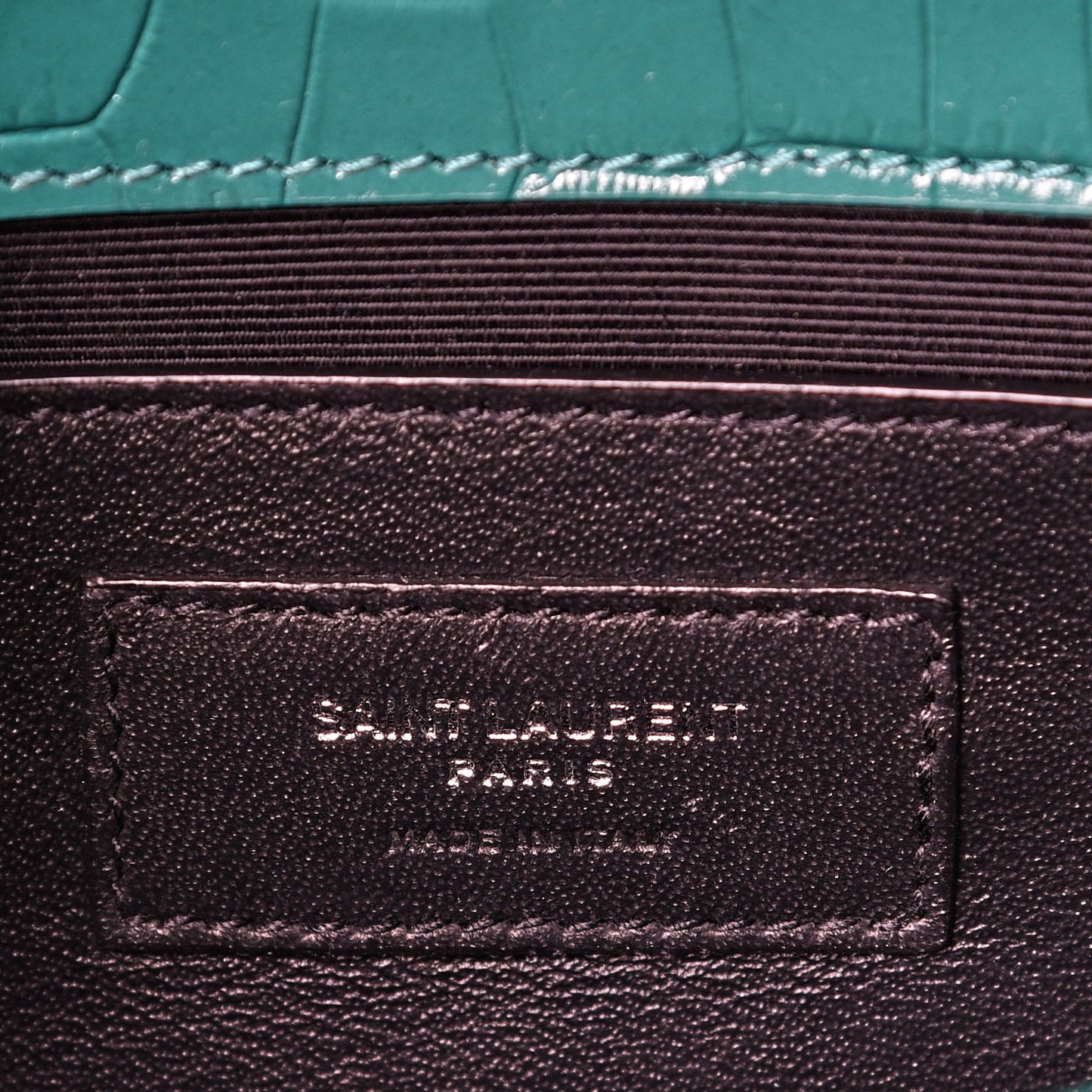 Calfskin Crocodile Embossed Monogram Small Kate Tassel Satchel Green