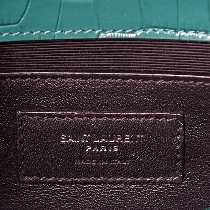 Saint Laurent Calfskin Crocodile Embossed Monogram Small Kate Tassel Satchel Green 5 of 9