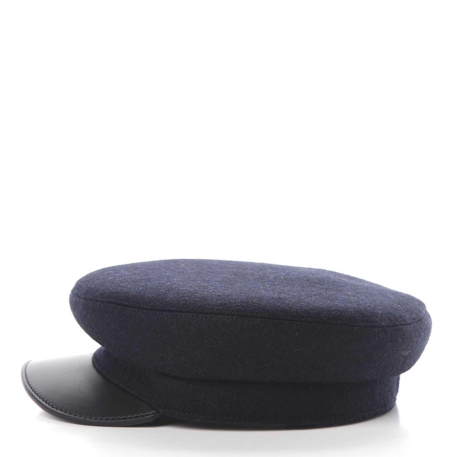 Hermes Glossy Lambskin Wool Womens Vauban Cap 58 Marine Black 3 of 8