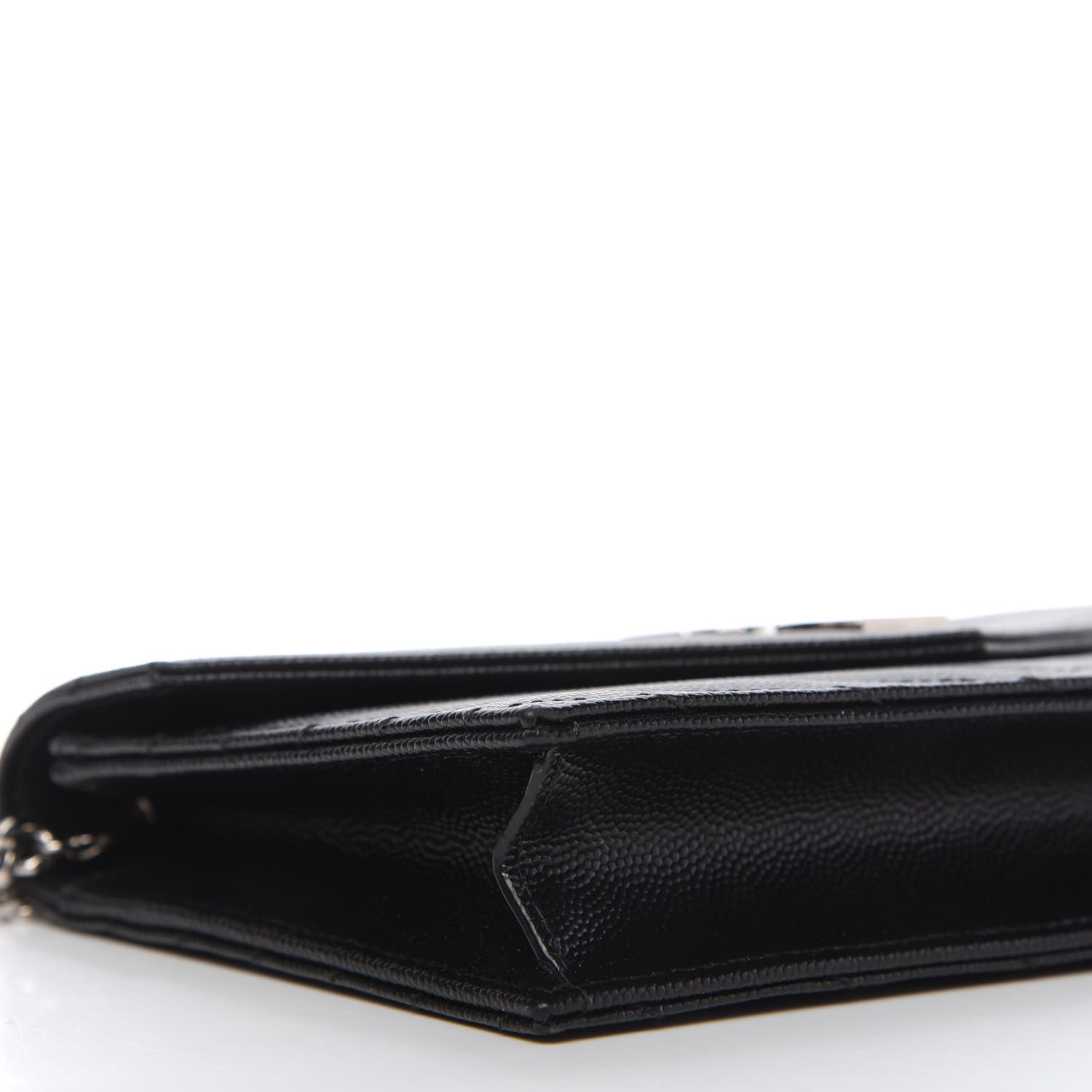 Saint Laurent Grain De Poudre Matelasse Chevron Monogram Envelope Chain Wallet Black 6 of 10