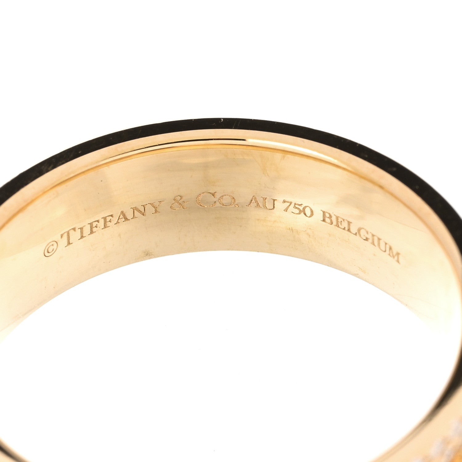 Tiffany 18K Yellow Gold Diamond Wide T Two Pave Ring 53 6.5 4 of 4
