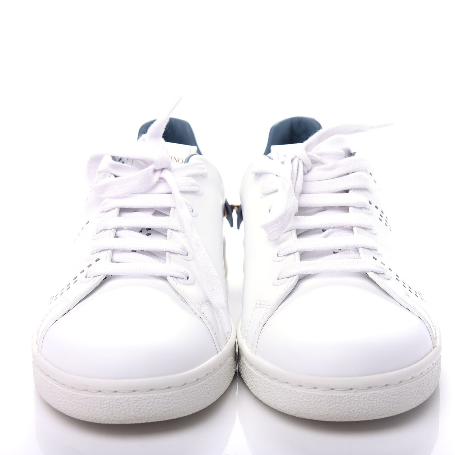 Calfskin Womens Backnet Sneakers 38.5 White Blue