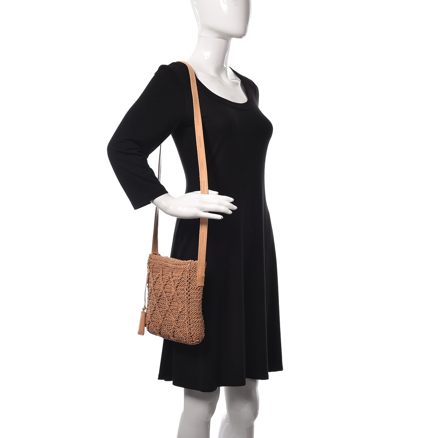 Calfskin Woven Crossbody Bag Brown