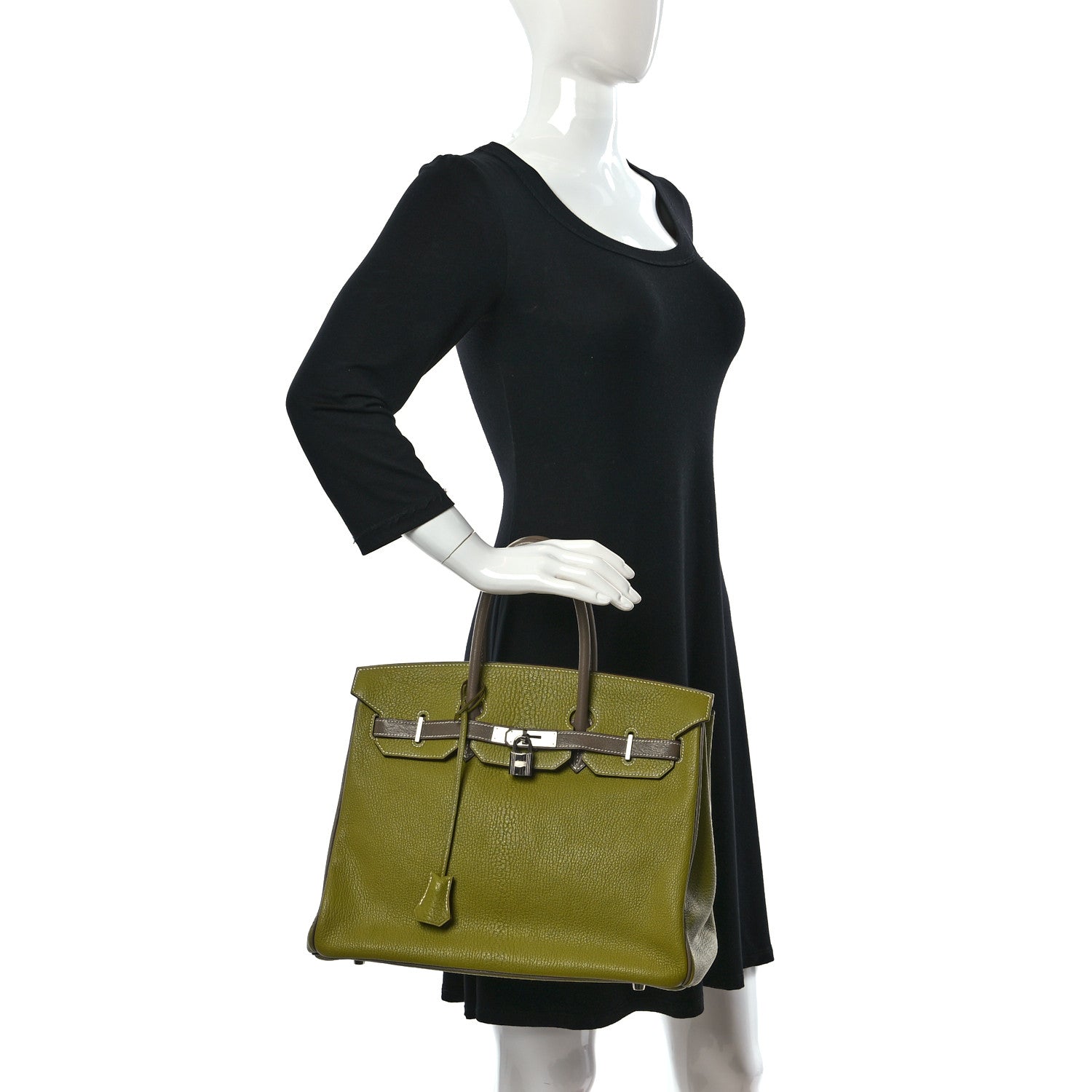 Hermes Chevre de Coromandel Horseshoe Birkin 35 Vert Anis Etoupe 2 of 13