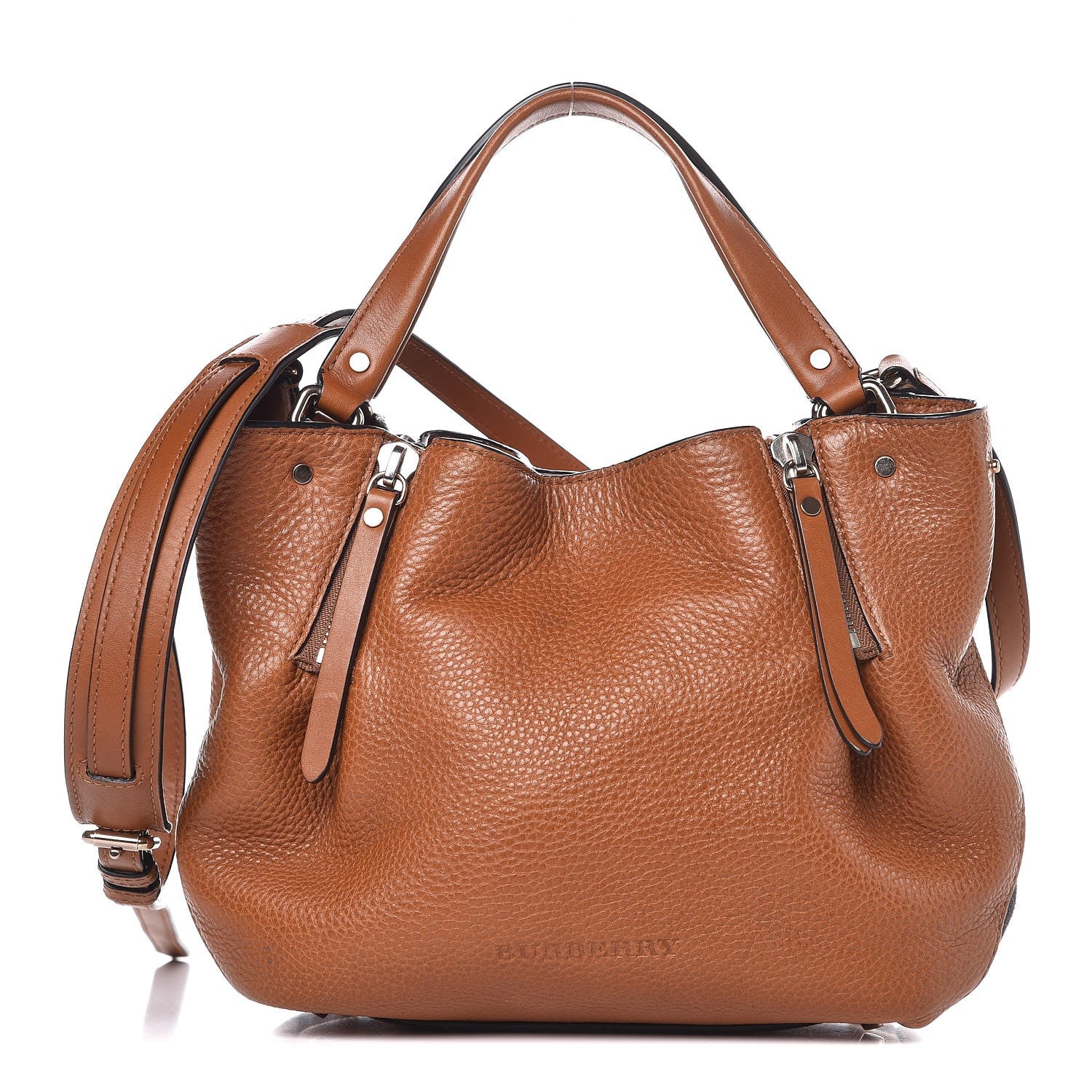 Burberry Grainy Calfskin House Check Small Maidstone Saddle Brown 1 of 14