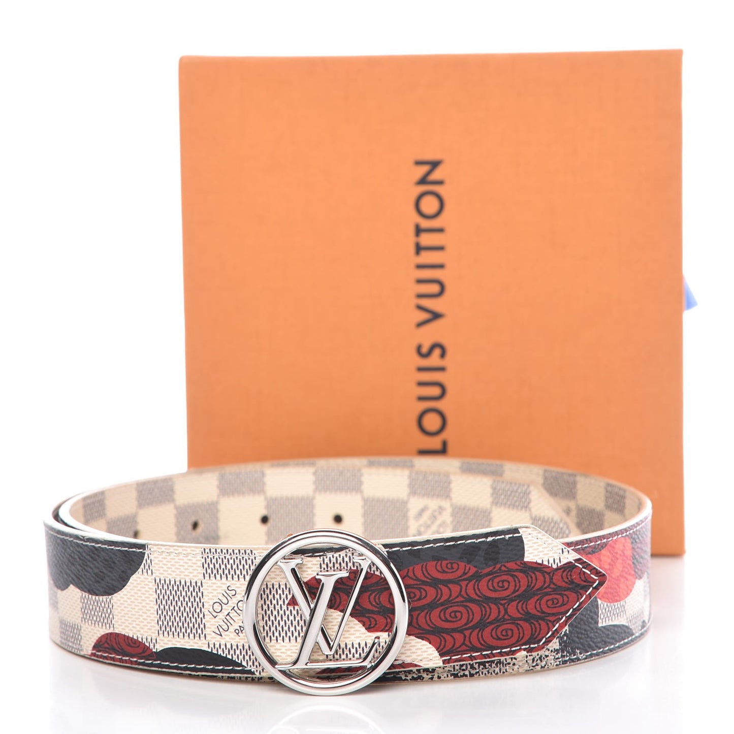Damier Azur Patchwork Waves LV Circle Belt 80 35