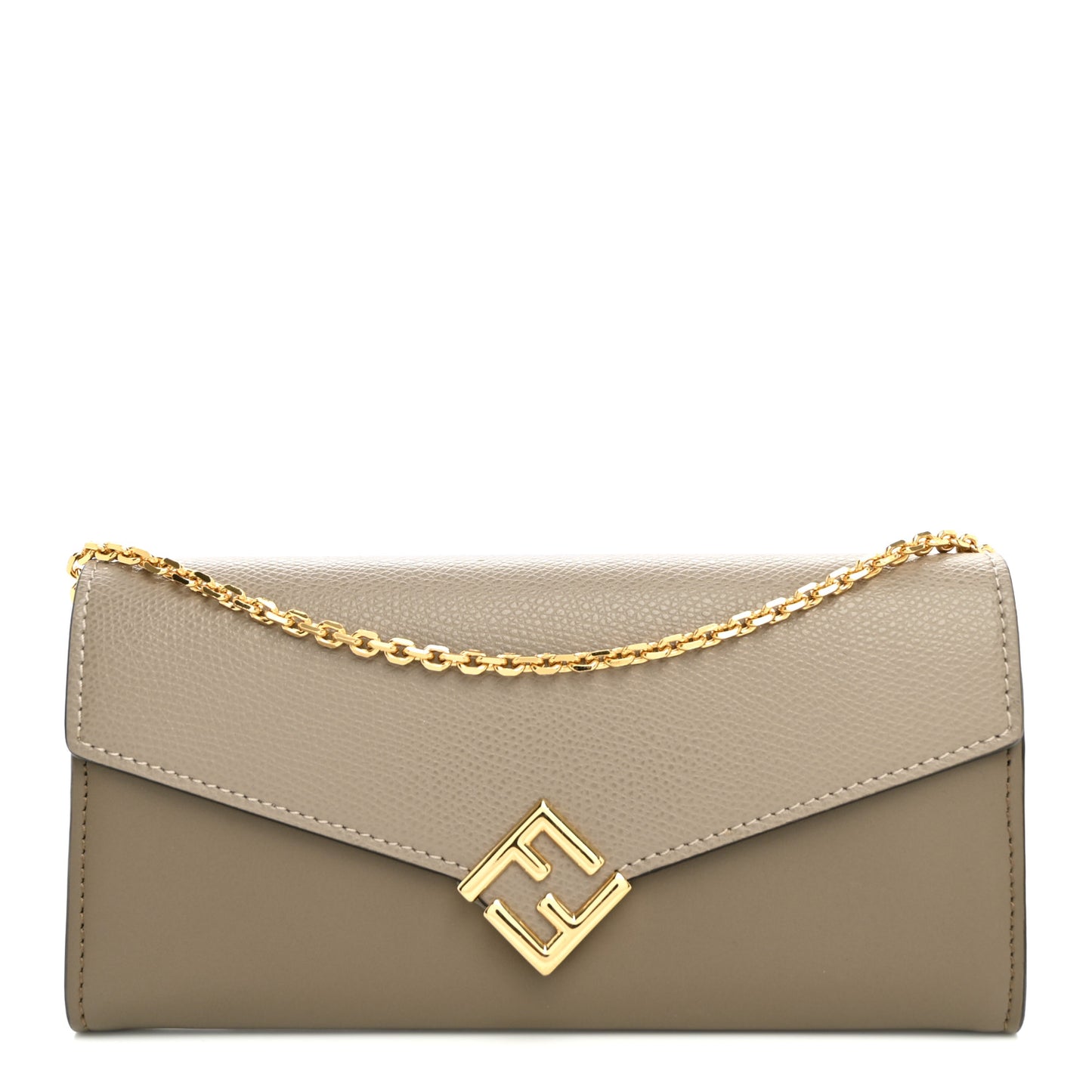 Vitello King Cruise FF Diamonds Continental Envelope Wallet On Chain Gianduia