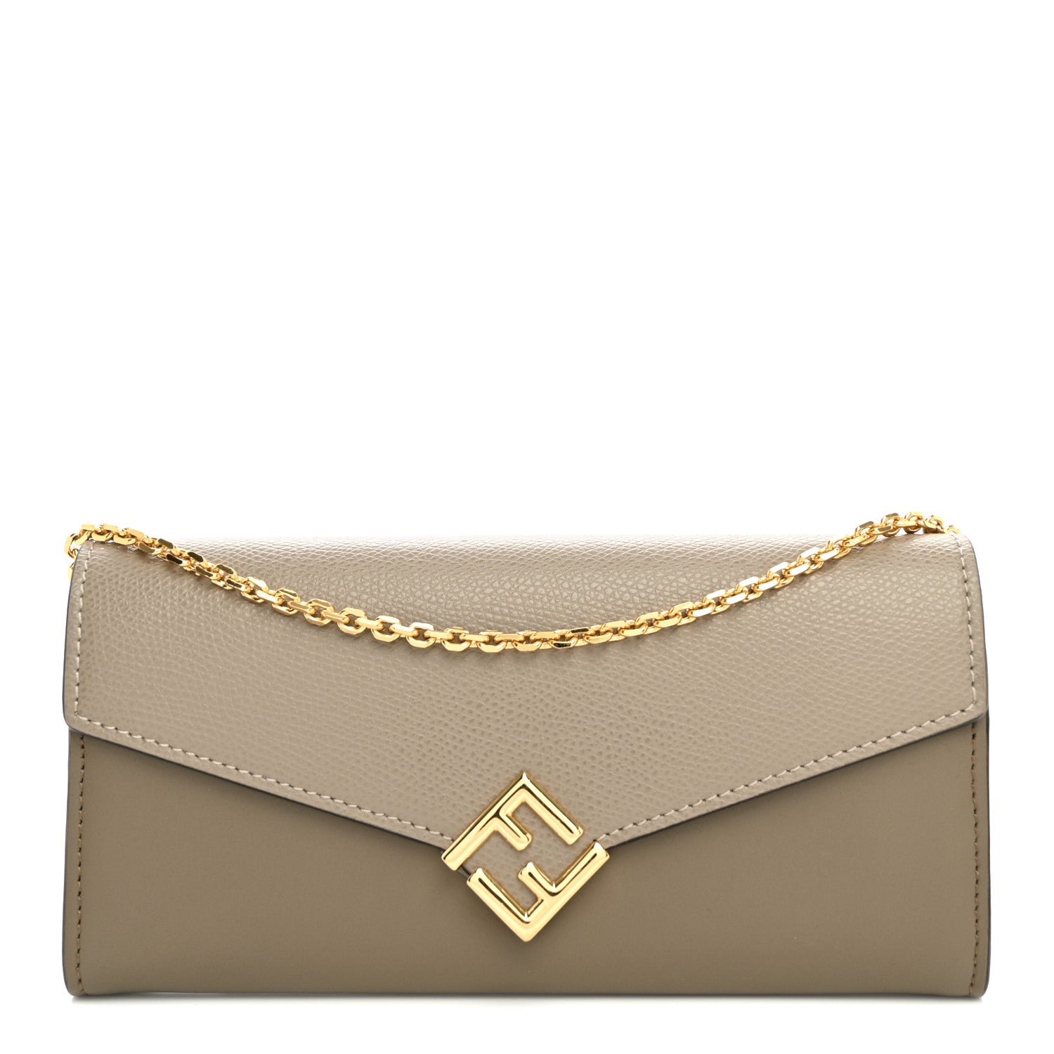 Fendi Vitello King Cruise FF Diamonds Continental Envelope Wallet On Chain Gianduia 1 of 11