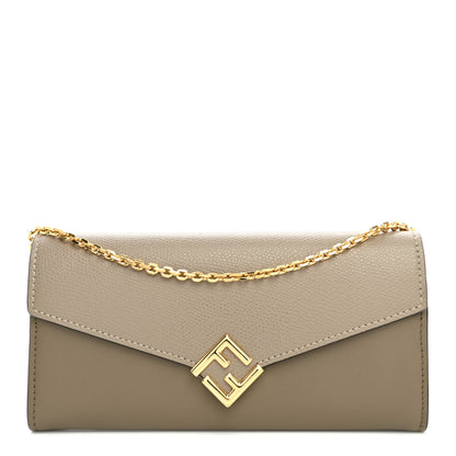Fendi Vitello King Cruise FF Diamonds Continental Envelope Wallet On Chain Gianduia 1 of 11