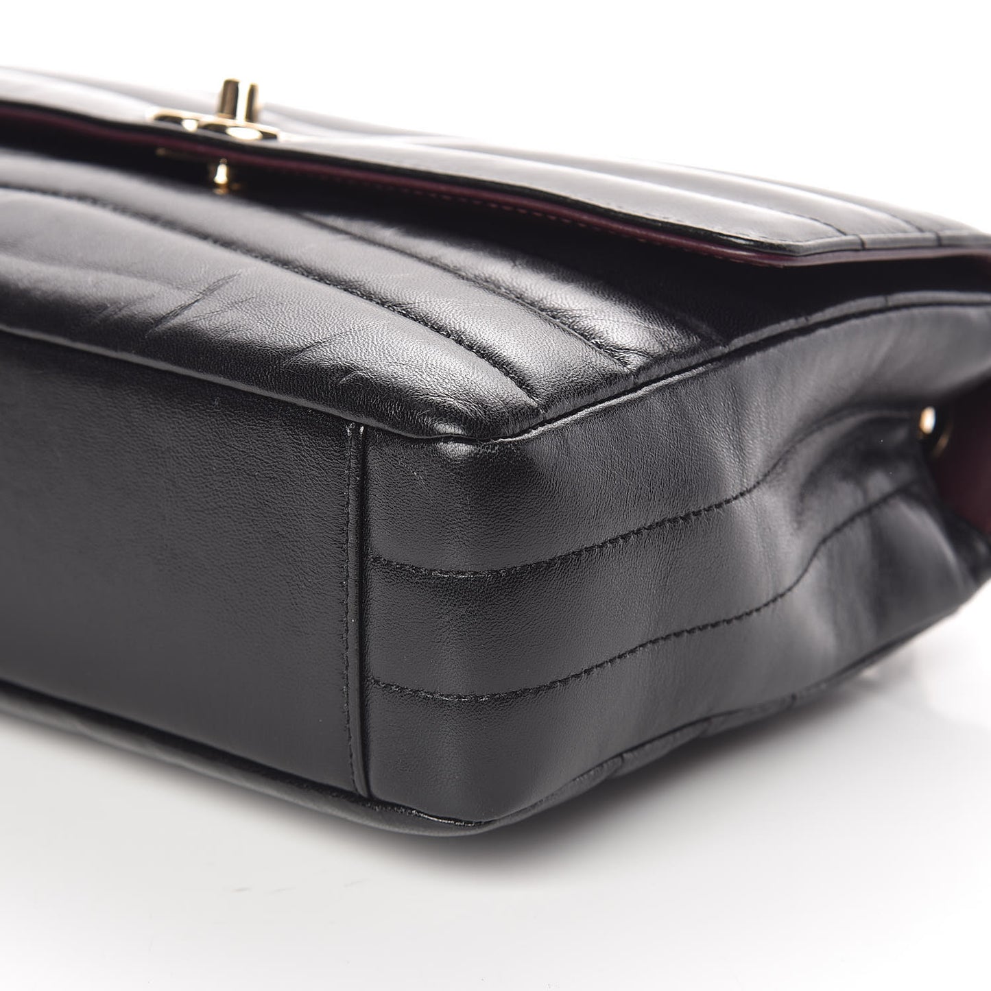 Shiny Lambskin Chevron Quilted Miroir Black