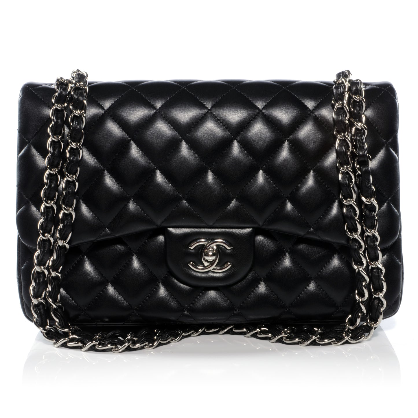 Lambskin Jumbo Double Flap Black