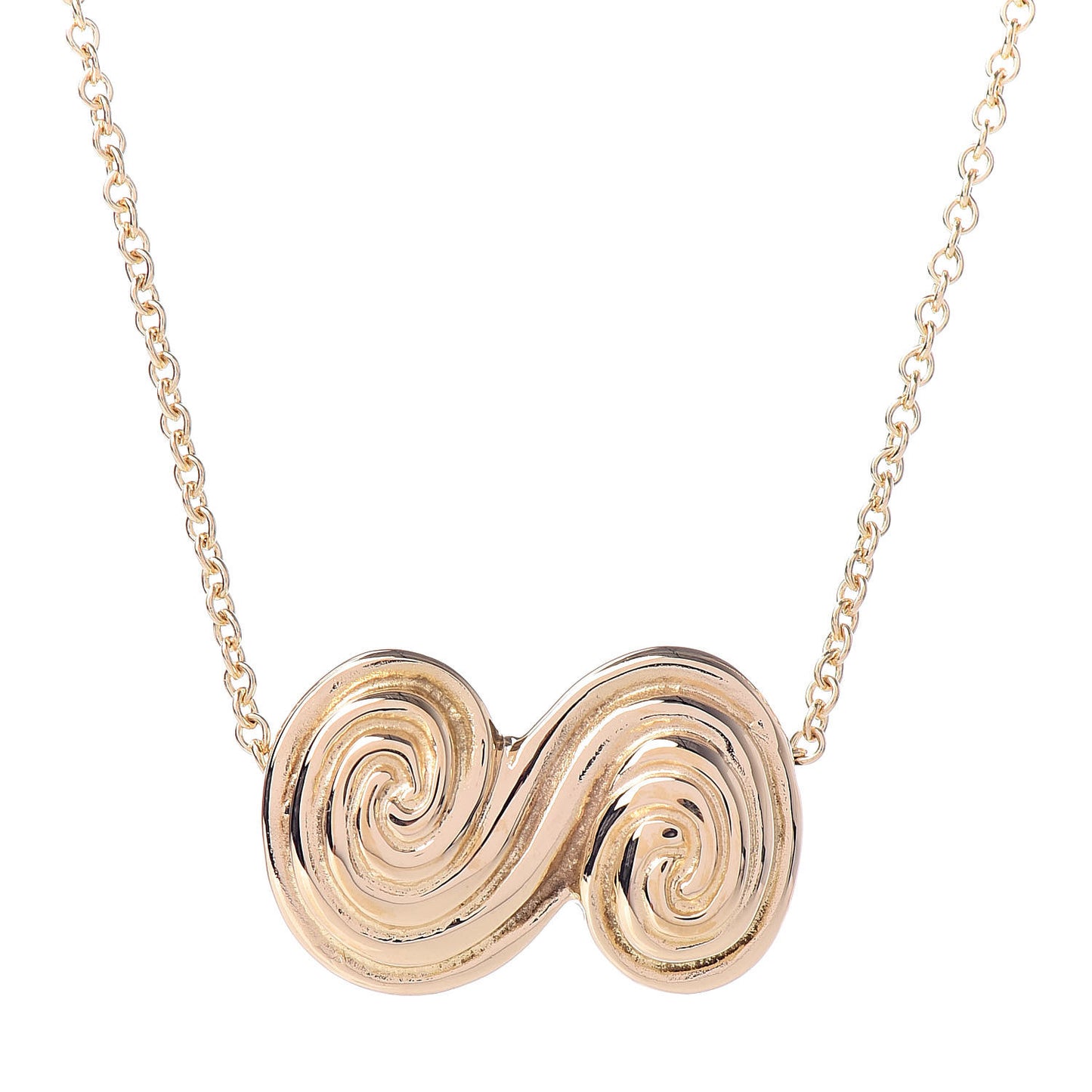 18K Yellow Gold Spiro Swirl Pendant Necklace