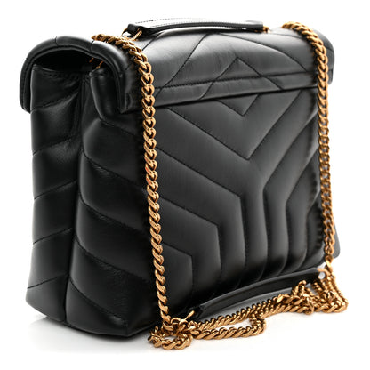 Saint Laurent Calfskin Y Quilted Monogram Small Loulou Chain Satchel Black 3 of 11