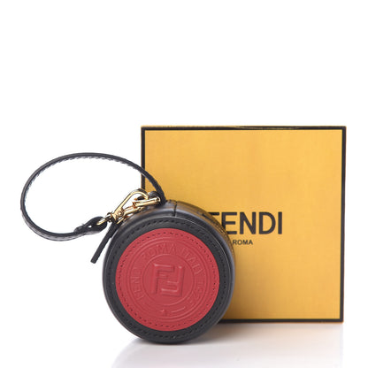 Fendi Vitello Century Nylon Bi-Color Stamp Patch Help Bag Charm Black Fragola 9 of 9