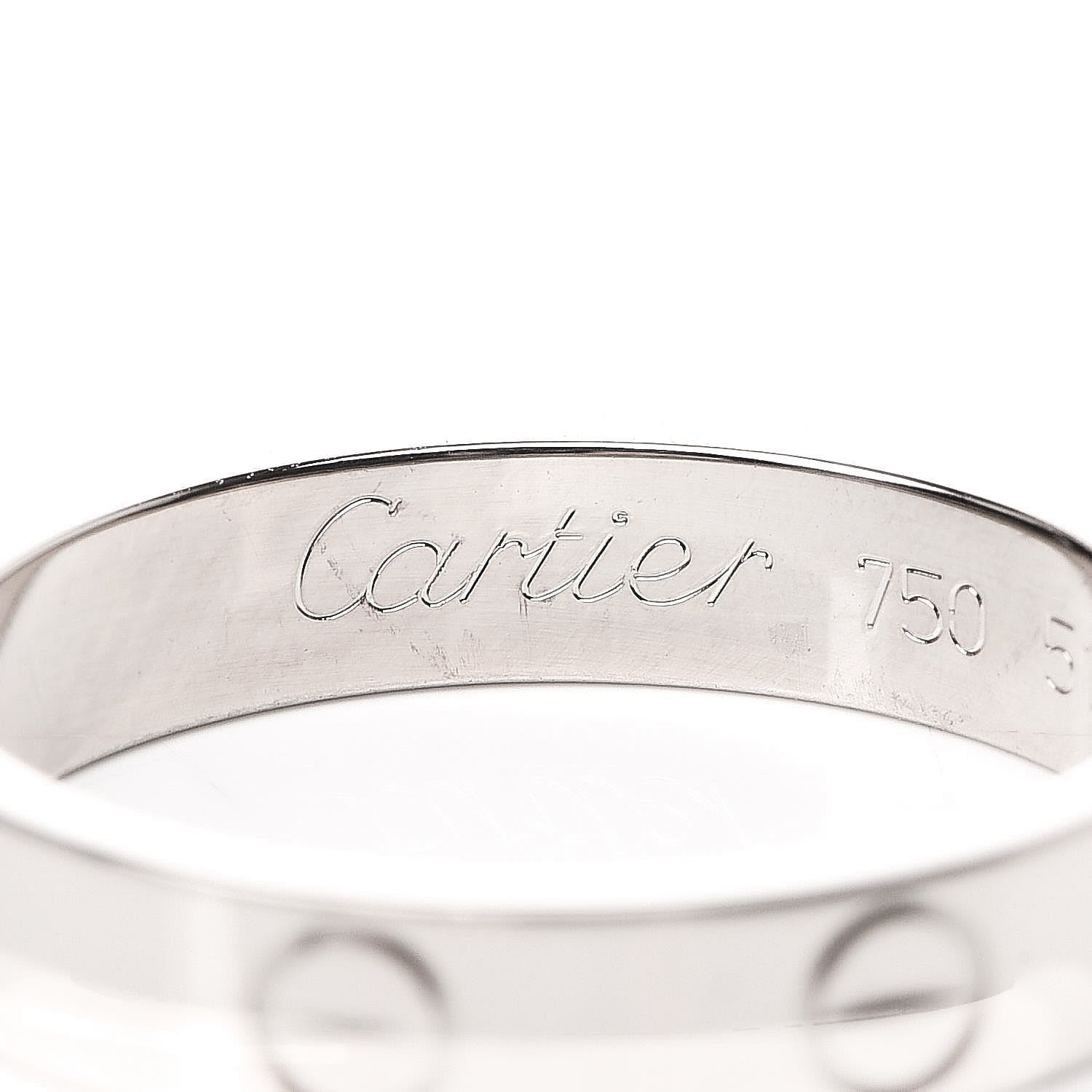 Cartier 18K White Gold 3.5mm LOVE Wedding Band Ring 51 5.75 4 of 5