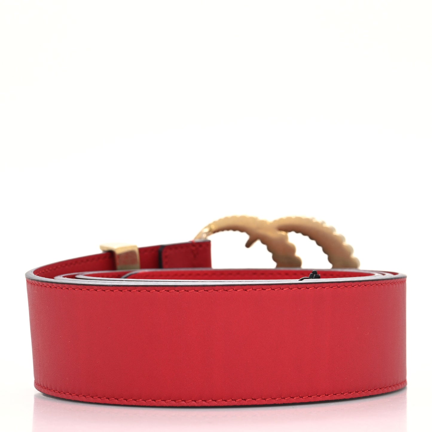 Moon Calfskin Torchon Double G 40mm Belt 95 38 Hibiscus Red