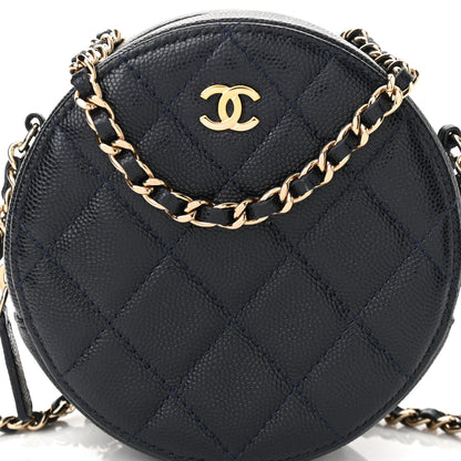 Chanel Caviar Quilted Round Clutch With Chain Black 8 of 11
