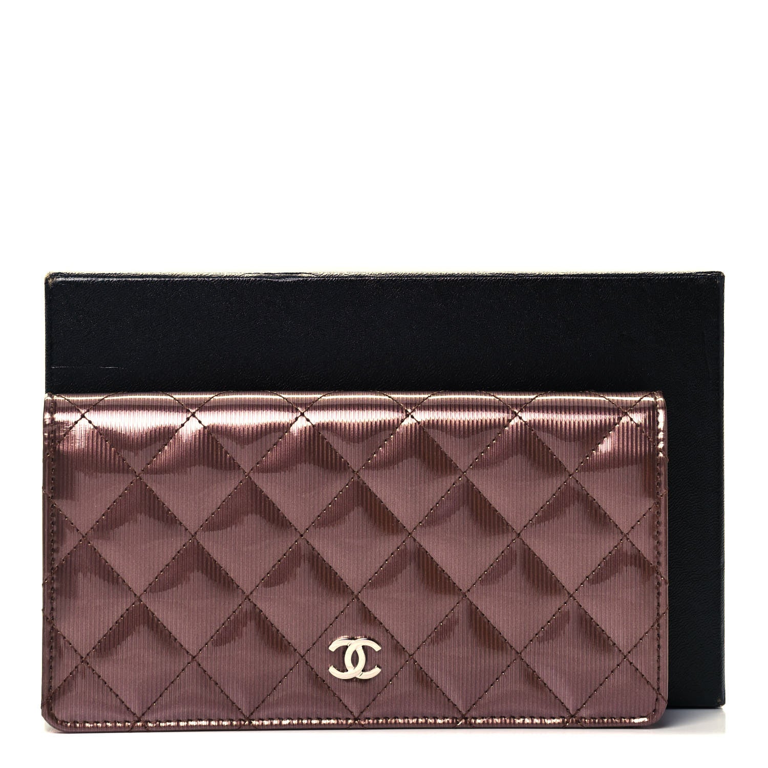 Chanel Striated Patent Yen Wallet Pink 10 of 10