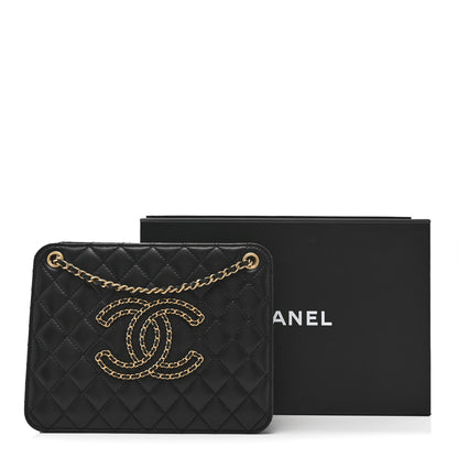 Chanel Calfskin Quilted CC Chain Accordion Tote Black 11 of 11
