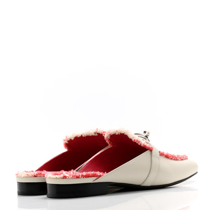 Hermes Calfskin Fringed H Canvas Oz Mules 37 Beige Glaise Framboise 4 of 9