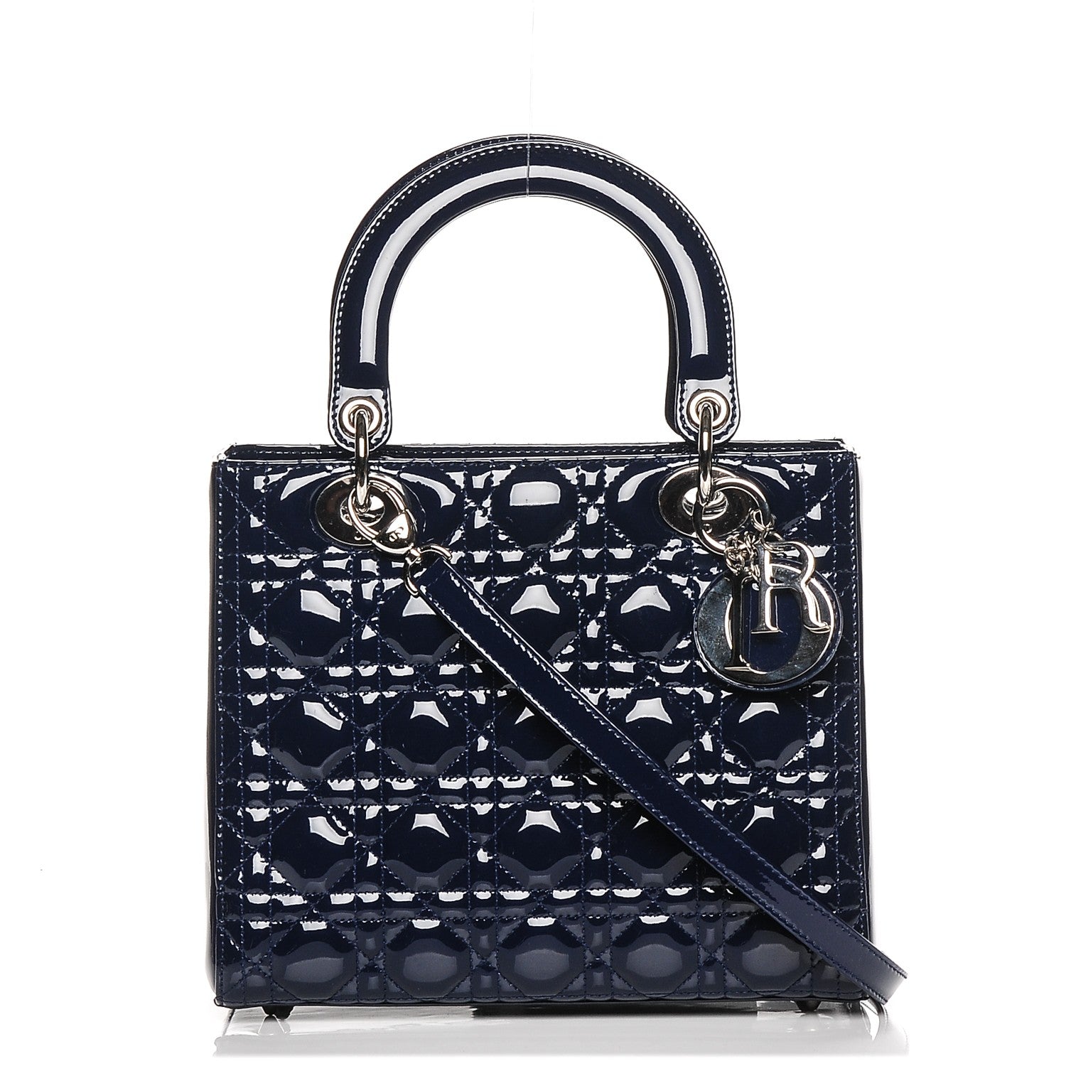 Christian Dior Patent Cannage Medium Lady Dior Saphir 1 of 7