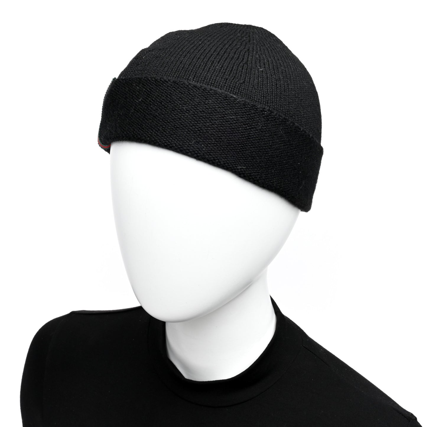 Wool Knit Web Beanie Hat S Black