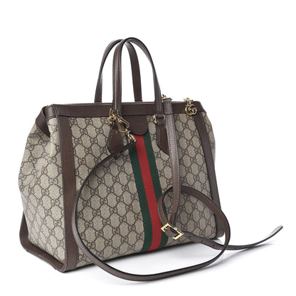Gucci GG Supreme Monogram Web Medium Ophidia Tote Bag Brown 3 of 10