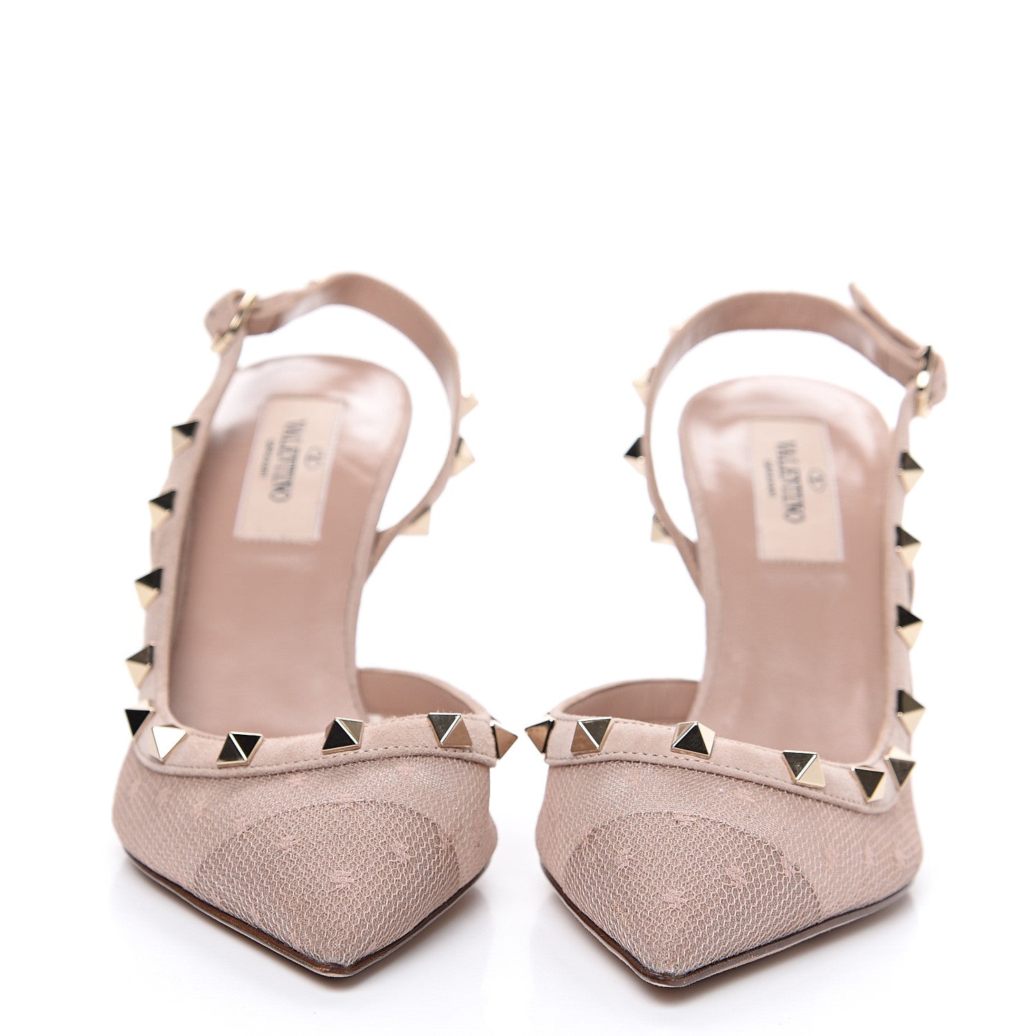 Valentino Garavani Mesh Point d'Esprit Rockstud Half D'Orsay Slingback 85mm Pumps 37 Rose Cannelle 2 of 9