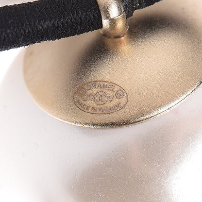 Chanel Pearl CC Hair Tie Black White 4 of 5