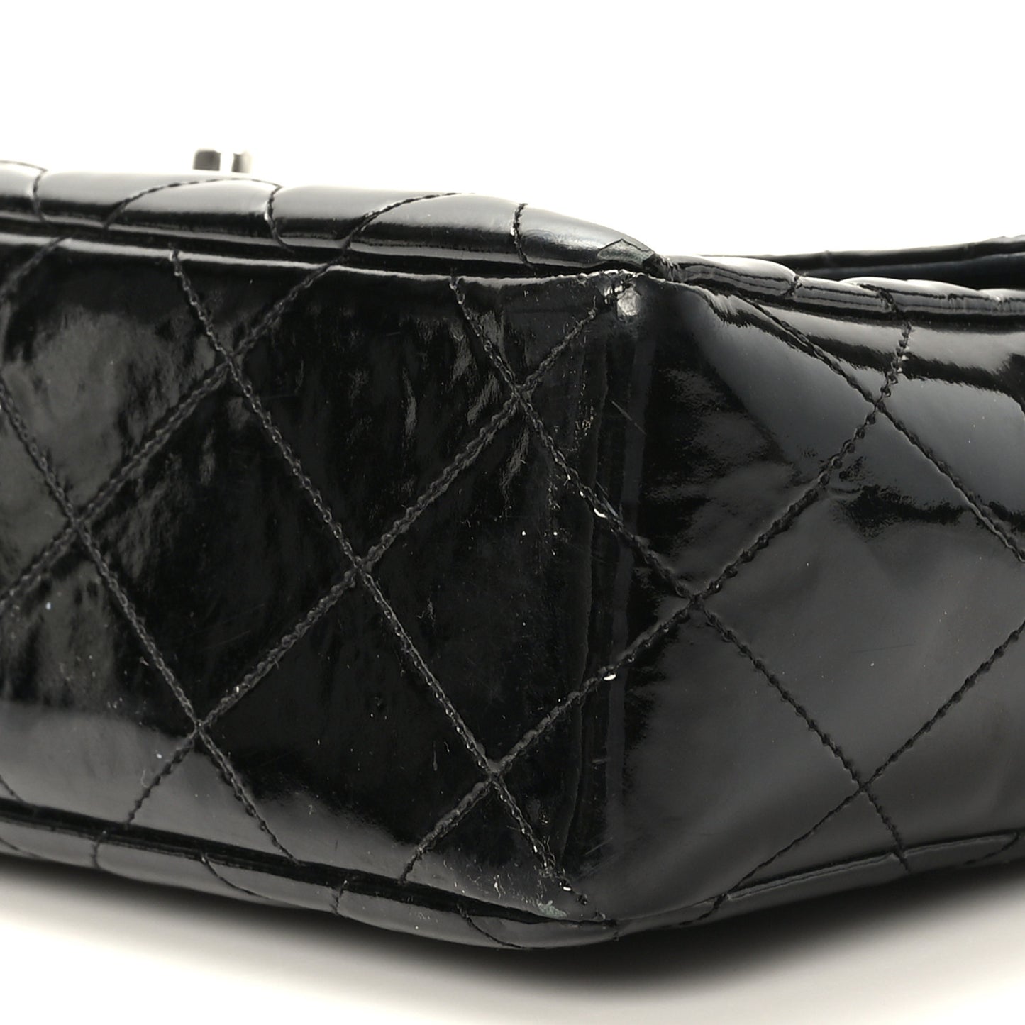 Patent Quilted Medium Single Flap Black
