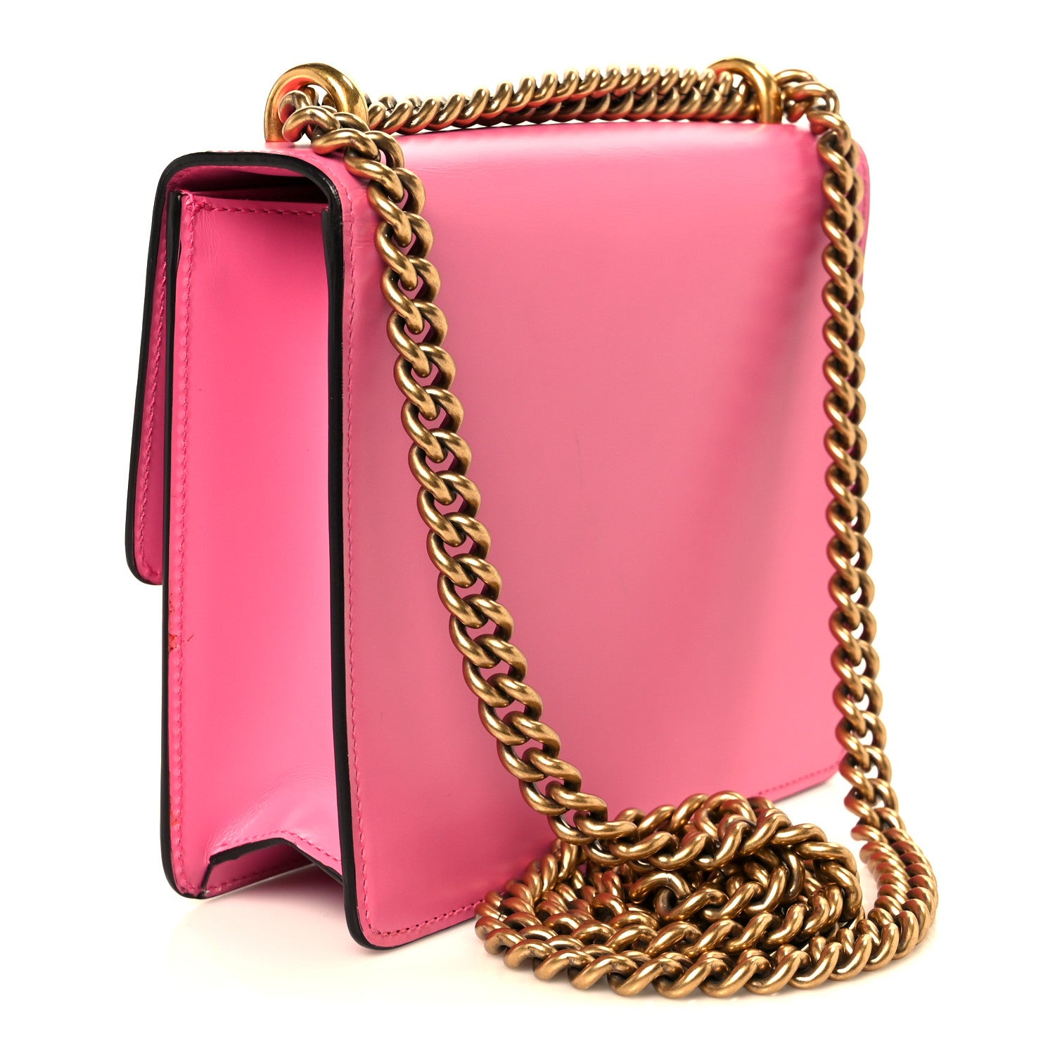 Gucci Knight Calfskin Small GG Marmont Chain Handle Bag Pink Tropical Flower 3 of 11