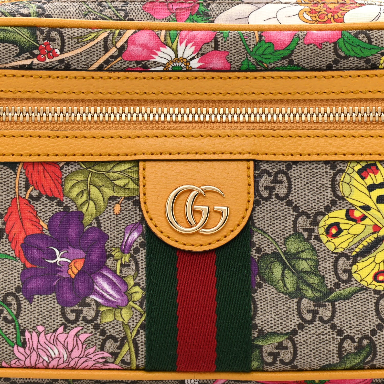 Gucci GG Supreme Monogram Flora Medium Ophidia Belt Bag Beige Multicolor Crop 8 of 11