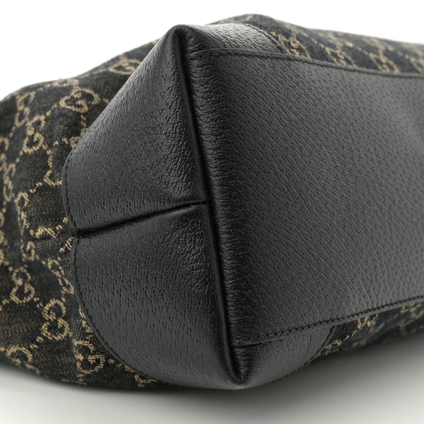 Jacquard Black Denim GG Monogram Medium Ophidia Shopping Tote Black Ivory