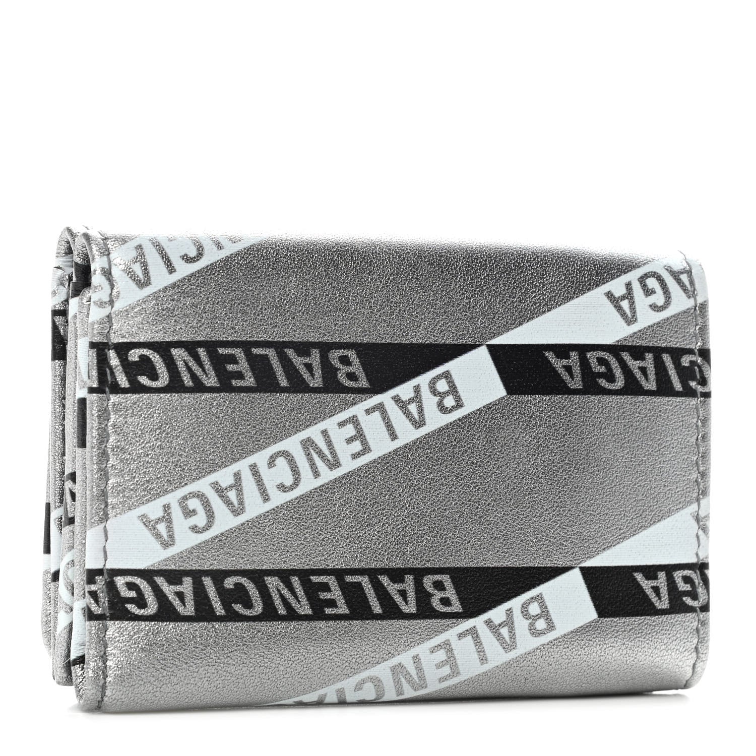 Balenciaga Metallic Calfskin Losange Monogram Mini Everyday Wallet Silver 3 of 9