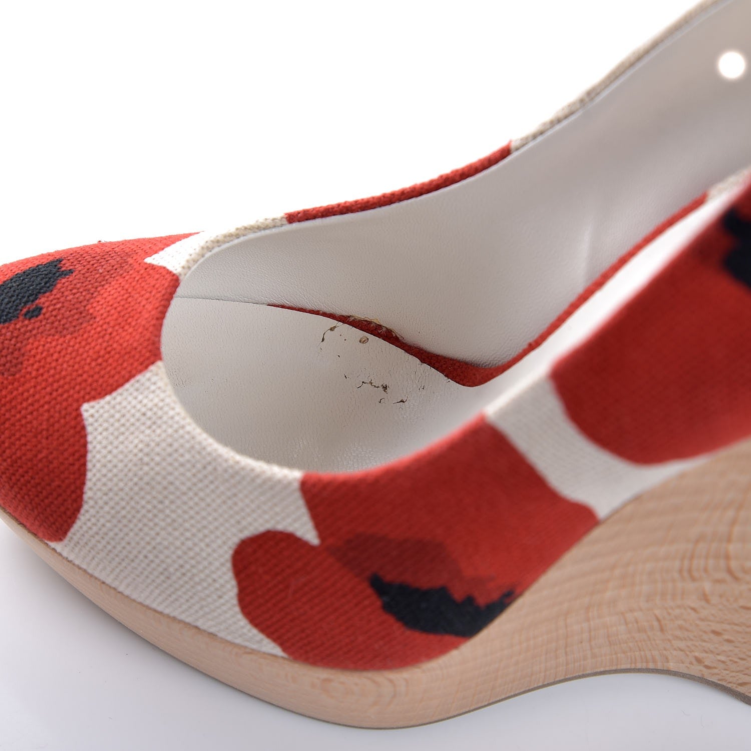 Saint Laurent Canvas Printed Maryna 105 Wedges 40 Blanc Poppy 8 of 12