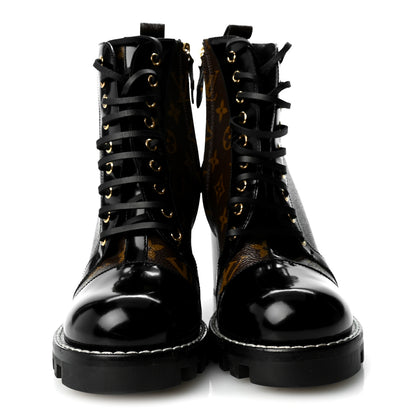 Louis Vuitton Patent Calfskin Monogram Star Trail Ankle Boots 41 Black 2 of 7