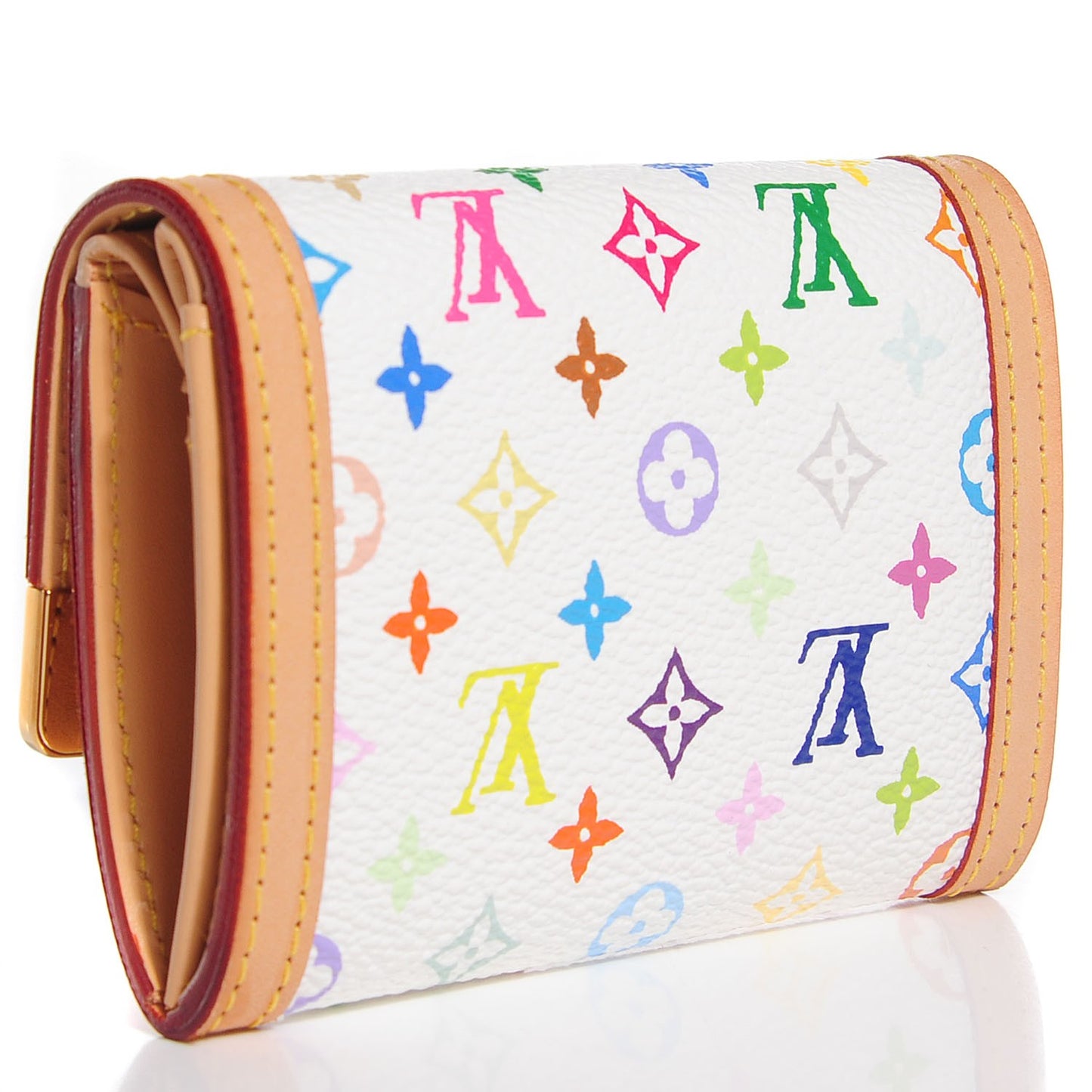 Monogram Multicolor Porte-Monnaie Plat Coin Purse White