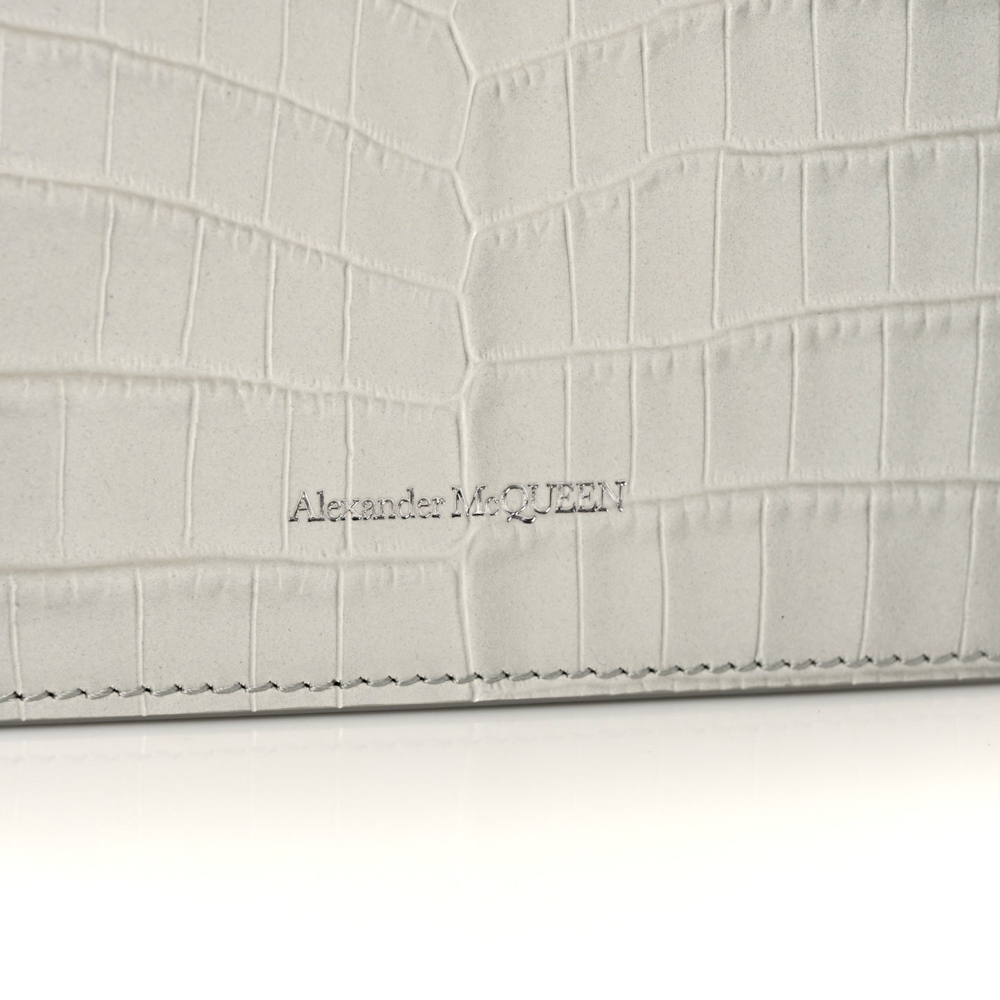 Calfskin Crocodile Embossed Skull Mini Crossbody Bag White