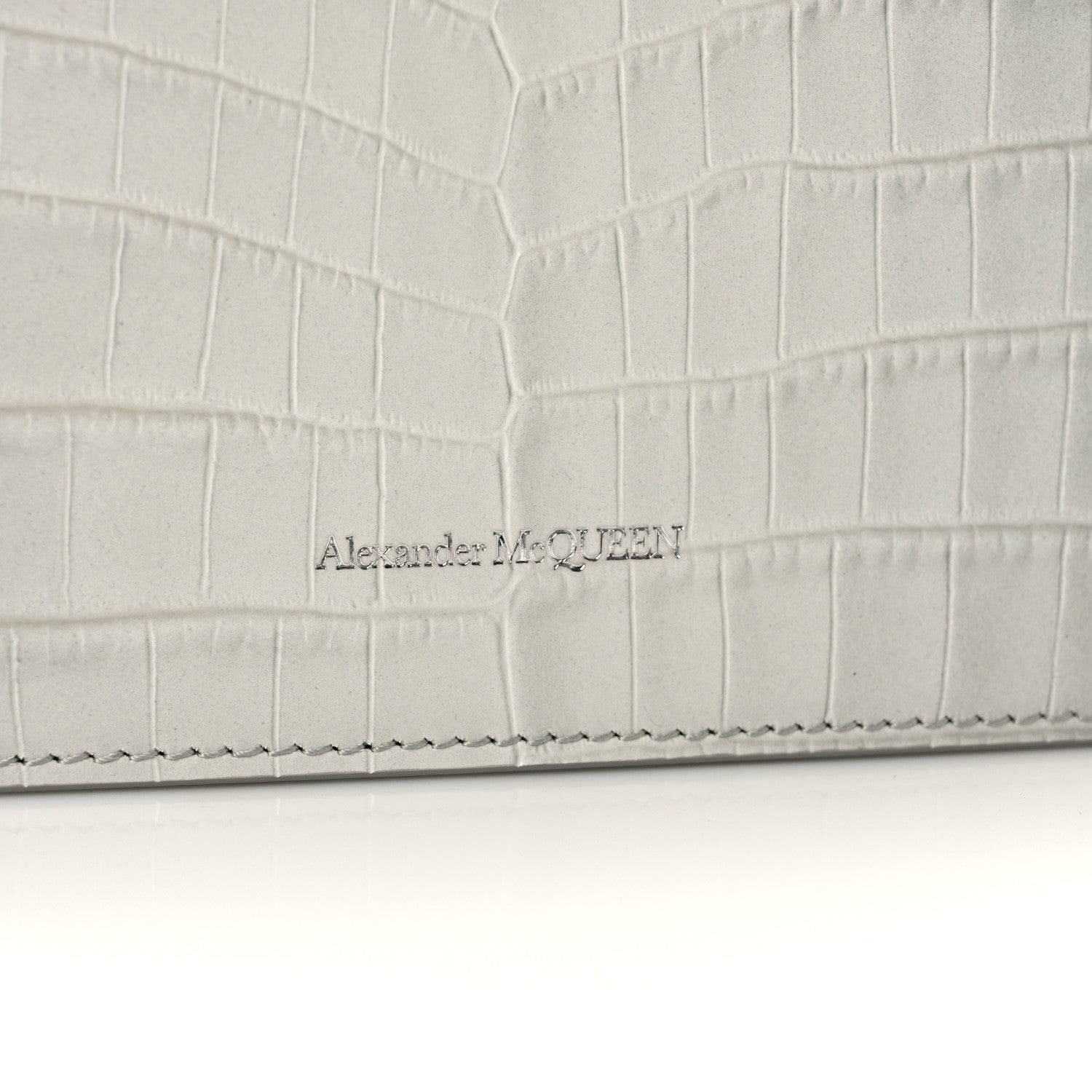 Alexander McQueen Calfskin Crocodile Embossed Skull Mini Crossbody Bag White 10 of 11